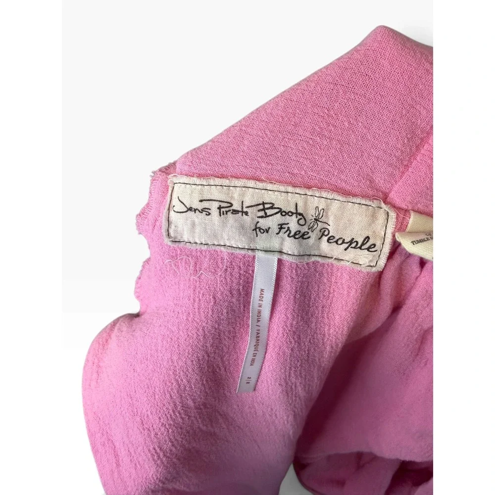 Jens Pirate Booty for Free People Pink Gauze Reversible Tie Back Crop Top Medium